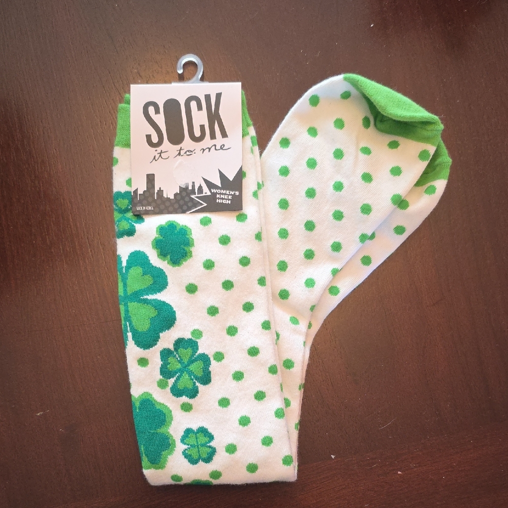 Green and White Polka Dot Socks
